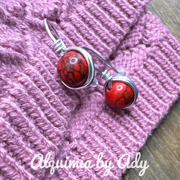Alquimia by Ady Red and Silver Earrings - Picture 2 of 2